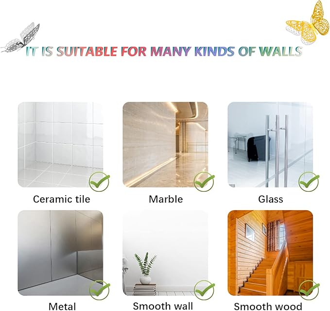 SAOROPEB 3D Butterfly Wall Decor 48 Pcs 4 Styles 3 Sizes, Butterfly Birthday Decorations Party Decorations Cake Decorations Wedding Decor, Removable Stickers (Gold, Silver)-Ruum Studio Home