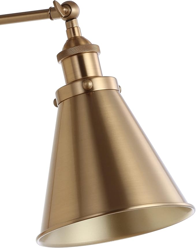 JONATHAN Y JYL7461A-SET2 Rover 7" Farmhouse Industrial Adjustable Arm Metal LED Wall Sconce Rustic Bohemian 2700K 4W Bulb for Entryway Lobby Kitchen Bathroom Bedroom Hallway, Brass Gold (Set of 2)-Ruum Studio Home
