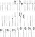 KINGSTONE Silverware Set with Serving Utensils, 45-Piece Forged Flatware Set Cutlery Set Premium Stainless Steel, Service for 8, for Kitchen, Home, Wedding, Party, Mirror Polished and Dishwasher Safe-Ruum Studio Home