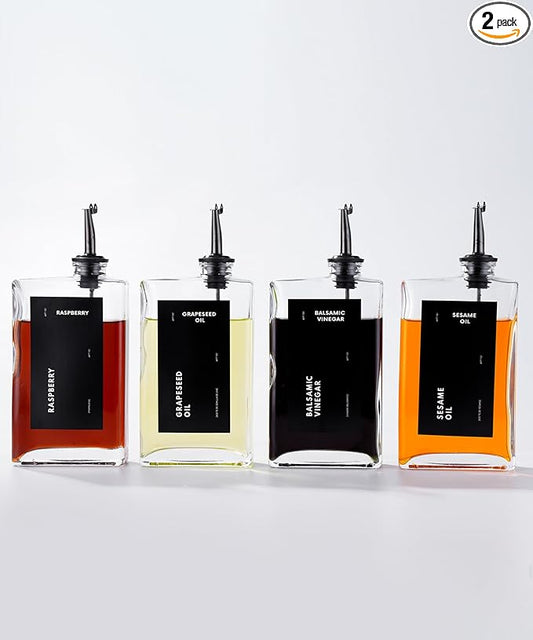 Olive Oil Dispenser for Kitchen, Cooking Oil Dispenser, Oil and Vinegar Dispenser Set, Olive Oil Bottle, Soy sauce dispenser, coffee syrup bottles - 4 pcs, Black-Ruum Studio Home