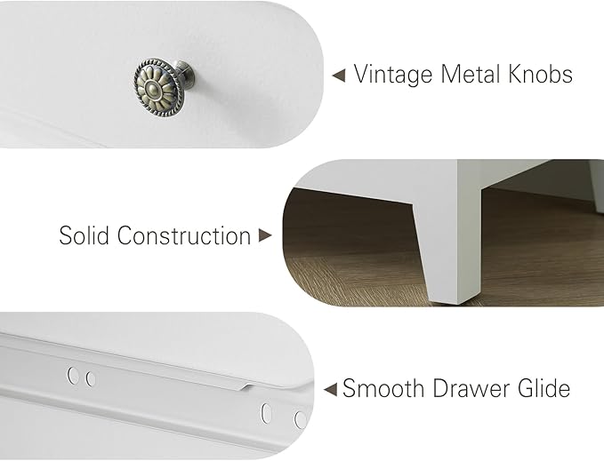 BLANKSPACE White Dresser, 3 Chest Drawer Dresser for Bedroom, Large Capacity Nightstand, Modern Wood Cabinet for Bedroom, Living Room, Closets-Ruum Studio Home