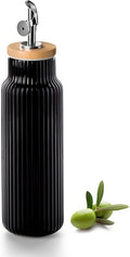 Nucookery Ceramic Olive Oil Dispenser Bottle for Kitchen, 14 oz Opaque Vinegar Dispenser Bottle, Large Capacity Cooking Oil Container for Storage Vinegar, Soy Sauce, Coffee Syrup, Black-Ruum Studio Home