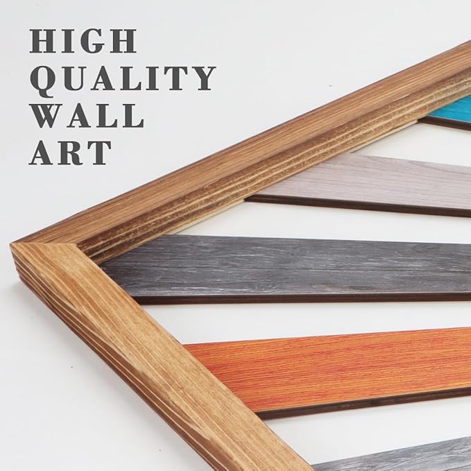 IARTTOP Large Boho Sun Wall Art Framed Wooden Art Wall Decor Rainbow Sun Rising On The Horizon Geometric Line Sunshine Wall Art for Living Room Bedroom Office 16"x32"-Ruum Studio Home