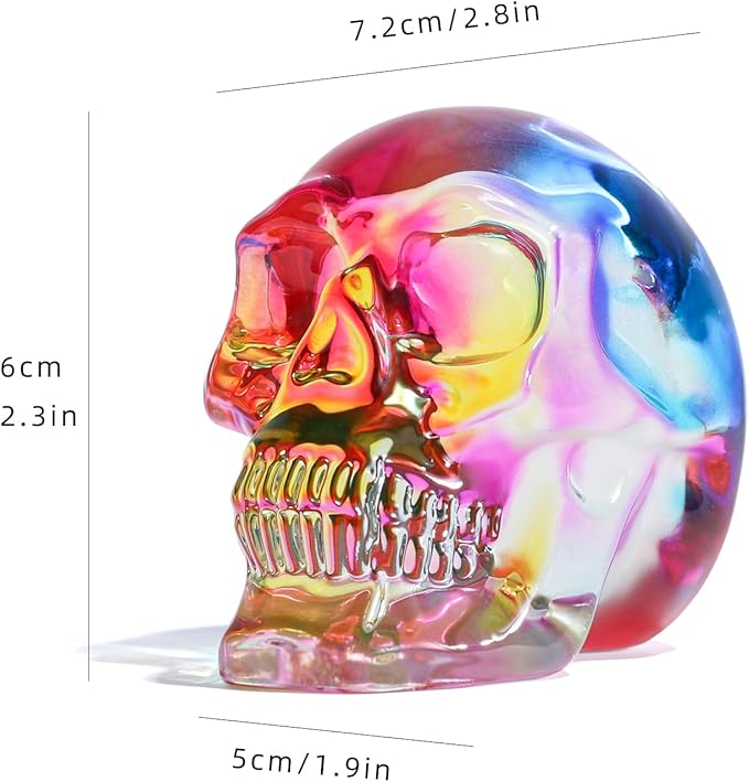 Model Statue for Home Décor Crystal Skull Decorative Figurine Gifts for Women Husbands Halloween Head Figurine Decoration Gift (Multi-Color Skull)-Ruum Studio Home