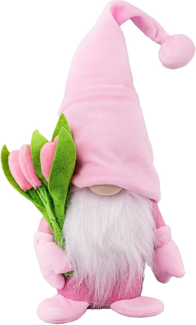 Gnome Plush Decorations Gift,15 inch Gnomes Decorations for Home,Fall Gnomes Plush Table Decoration Gnome Gifts for Women Swedish Tomte Nisse Doll Tabletop Scandinavian Elf Plushie,Pink-Ruum Studio Home