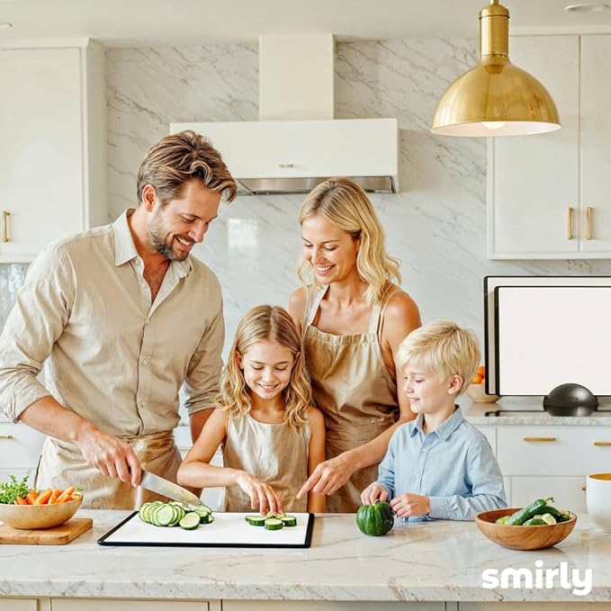 SMIRLY Plastic Cutting Board Set with Holder 3 Pieces, Non-Slip Dishwasher Safe Chopping Boards for Kitchen, Black & White-Ruum Studio Home