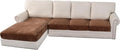 H.VERSAILTEX Velvet Stretch Sectional Couch Covers 4 Pieces Sofa Seat Cushion Covers L Shape Separate Cushion Couch Chaise Cover for Both Left/Right Couch (Large Sofa 3 Seater + 1 Chaise, Caramel)-Ruum Studio Home
