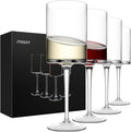 Premium Crystal Wine Glasses - Hand Blown, Thin Rim, Long Stem, Square Unique Design - Set of 4, 15oz - Perfect for Men or Women, Wedding, Anniversary, Christmas, Birthday Gift-Ruum Studio Home