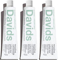 Davids Hydroxi™ Fluoride Free Nano Hydroxyapatite Toothpaste for Remineralizing Enamel & Sensitive Relief, Whitening, Antiplaque, SLS Free, Natural Peppermint, 5.25oz, Made in USA (3 Pack)-Ruum Studio Home