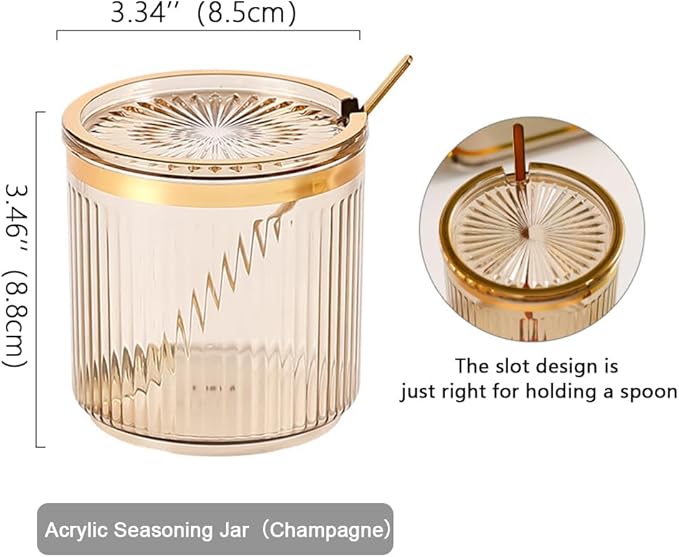 Acrylic Condiment Spice Jars,Condiment Spice Box With Lids and Spoons and Tray,Clear Plastic Condiment Canisters,Seasoning Box 6 Pack,Seasoning Box Set for Kitchen to Storage Salt,Paprika,Sugar-Ruum Studio Home