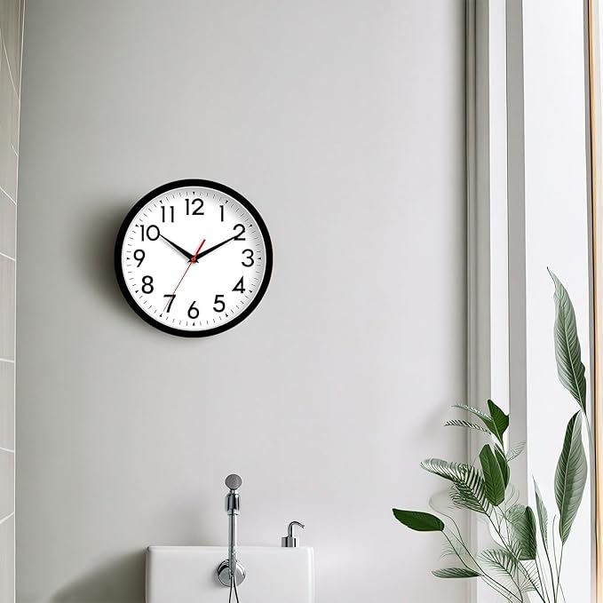 Wall Clock Small Analog 8 Inch Silent Non Ticking Battery Operated Modern Simple Decorative for Kitchen Office Bedroom Bathroom Living Room(Black)-Ruum Studio Home