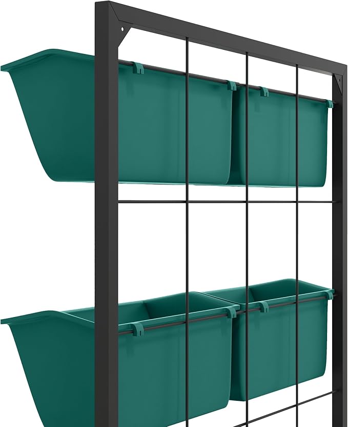 Outsunny 3-Tier Wall Planter with 6 Pots for Indoor and Outdoor Use, Hanging Plant Holder, Self Draining Wall Mounted Planter for Vegetables, Flowers, Herbs, Green-Ruum Studio Home