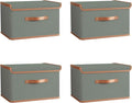 Tuza 4 Pack Storage Bins with Lids, Collapsible Closet Organizer Container, Fabric Organizer Box with Handles, Decorative Storage Boxes with Lids for Organizing Clothes, Blanket, Grey, Medium-Ruum Studio Home