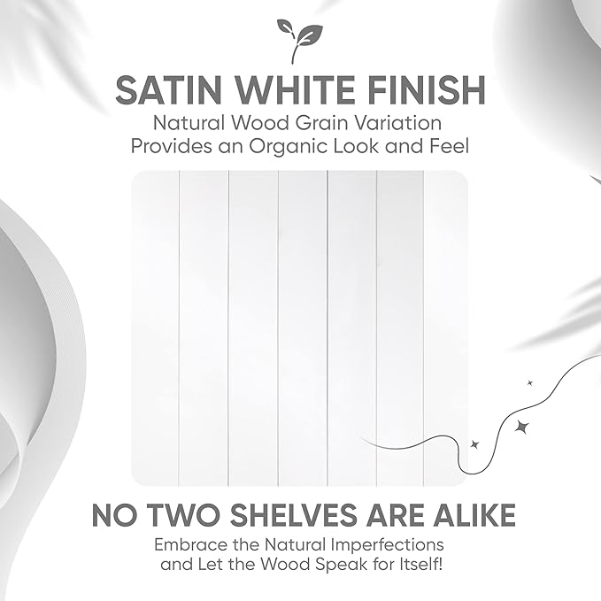 Homeforia White Floating Shelves 30 inch, High End Solid Real Wood 30inch Floating Shelf for Wall Mounted, White Wooden 30in Long Floating Shelves, Heavy Duty Bracket, 30 X 6.5 X 1.75 inches, Set of 2-Ruum Studio Home