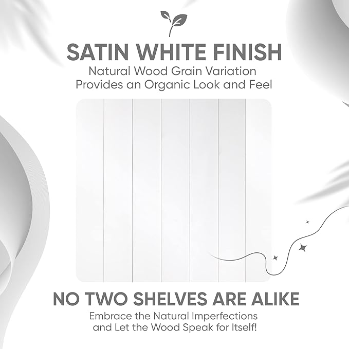 Homeforia White Floating Shelf 18 inch, High End Solid Real Wood 18inch Bathroom Floating Shelves for Wall Mounted, White Wooden 18in Floating Shelves, Heavy Duty Bracket, 18 X 6.5 X 1.75 in, Set of 2