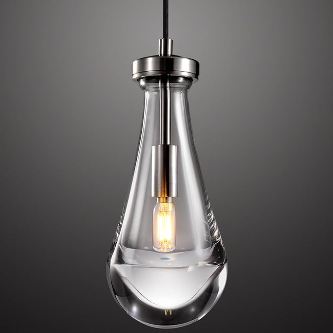 Modern Raindrop Pendant Lights, Kitchen Island Pendant Lights, Nickel Colored Brass Base Dining Room Light Fixture, and Interior Chandelier in The Living Room Hallway, Including The Bulb-Ruum Studio Home