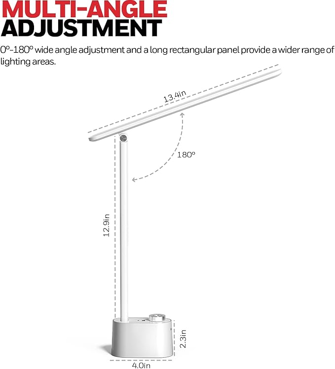 Honeywell Upgraded LED Desk Lamp - H01 Pro Sunturalux™ Foldable Desk Light with USB A+C Charging Port, 3 Color Modes Dimmable Table Lamp for Home Office Reading(White)-Ruum Studio Home