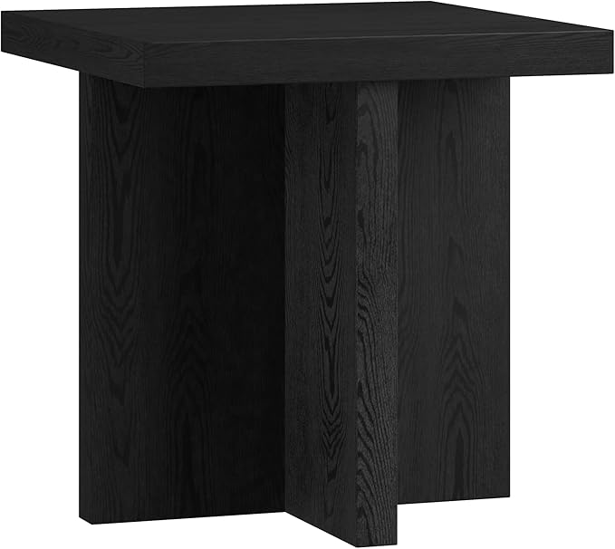 Henn&Hart 22" Wide Square Side Table in Natural Black, for Home, Living Room, Bedroom, Entertainment Room, Office-Ruum Studio Home