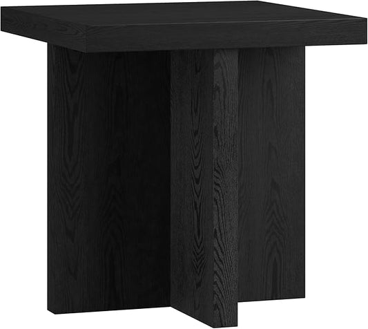 Henn&Hart 22" Wide Square Side Table in Natural Black, for Home, Living Room, Bedroom, Entertainment Room, Office-Ruum Studio Home