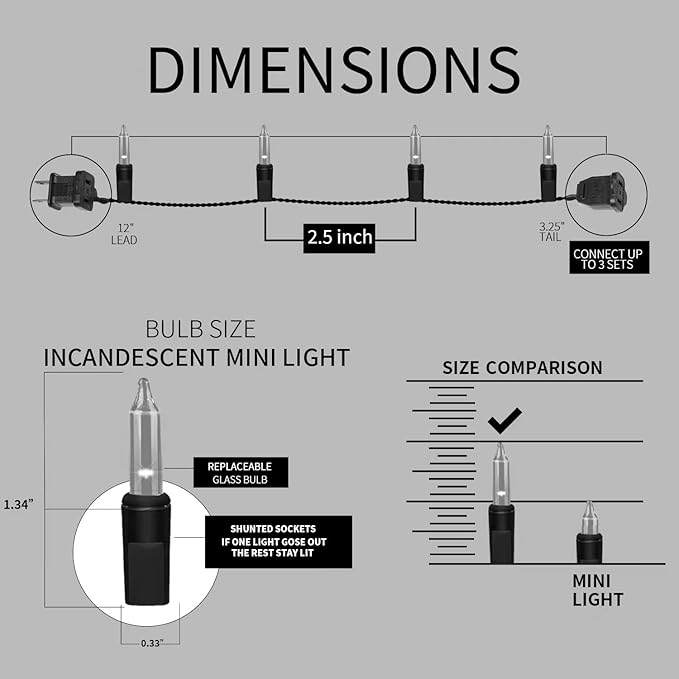 150LIGHTS WARM WHITE Extra-Bright With End Connectors Christmas Decorative Lights 9.72m UL Certified Mini String Light Set Waterproof for Home Garden Holiday Christmas Tree Party Patio Wedding-Ruum Studio Home