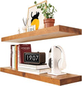 Habudda Floating Shelves, Wall Shelf for Bathroom Bedroom Kitchen, Natural Pine Real Wooden Shelves, Wall Mounted, 100% Pine, Set of 2, 30 Inches Long, Honey Oak-Ruum Studio Home