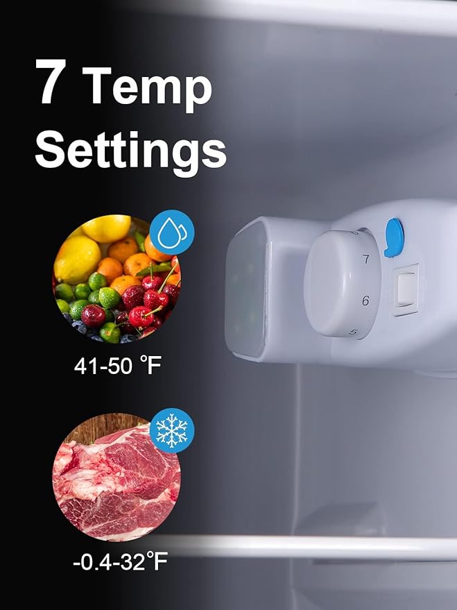 3.5 Cu.Ft Refrigerator 2 Door 7 Level Adjustable Thermostat Control Top-Freezer Refrigerator Lock Fresh Energy Saving Black (KB03-FLS-80-BLACK)-Ruum Studio Home