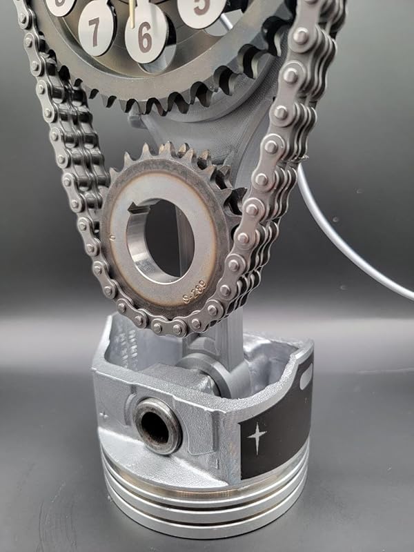 Chevrolet Small Block V8 Rotating Gear Clock – Stainless Steel Timing Chain Desk Clock by Clock9Nine, Chevy Truck Garage Decor, Muscle Car Gift, Hot Rod Man Cave Collectible, Car Show Trophy-Ruum Studio Home