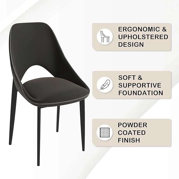 LeisureMod Amalfi Upholstered Fabric Dining Chair – Modern Side Chair with Iron Legs, Mid-Century Accent Chair for Dining Room or Kitchen-Ruum Studio Home