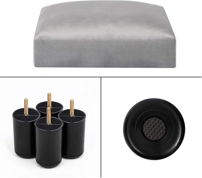 Joveco 15'' Small Foot Rest Stool Ottoman- Upholstered Footstool and Ottomans Small Footrest for High Beds- Lightweight and Portable, Light Gray-Ruum Studio Home