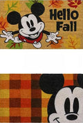 Gertmenian Disney Mouse Doormat Rug Front Door Coir Mat Welcome Home Indoor Outdoor Entryway Carpet, 2-Pack 20x34, Retro Mickey Hello Fall/Plaid-Ruum Studio Home