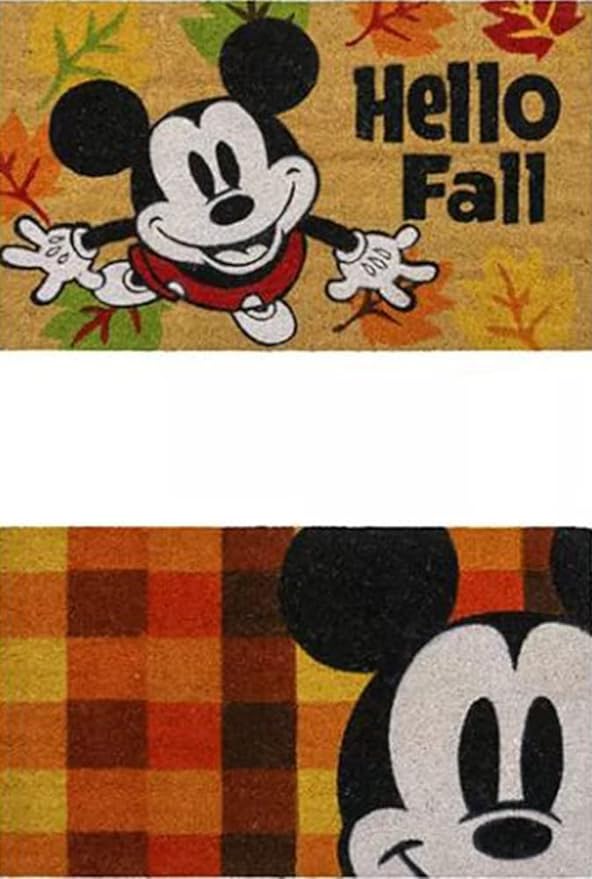 Gertmenian Disney Mouse Doormat Rug Front Door Coir Mat Welcome Home Indoor Outdoor Entryway Carpet, 2-Pack 20x34, Retro Mickey Hello Fall/Plaid-Ruum Studio Home