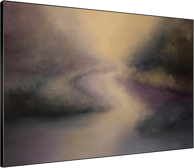 SIGNWIN 46"x60" Extra Large Framed Wall Art Golden Light River Path Dreamy Impressionist Landscape Illustration for Home Living Room Bedroom Decor (Frame Assembly Required)-Ruum Studio Home