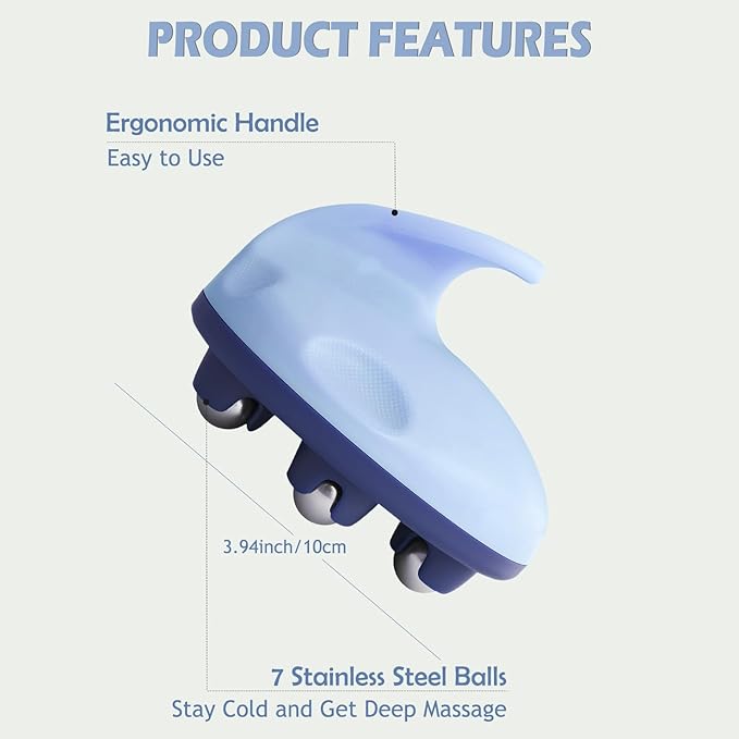 Lymphatic Massage Roller for Cellulite Remover Body Sculpting - Handheld Cellulite Massage Tool for Body Bloat Blood Circulation Lymphatic Drainage Blue-Ruum Studio Home