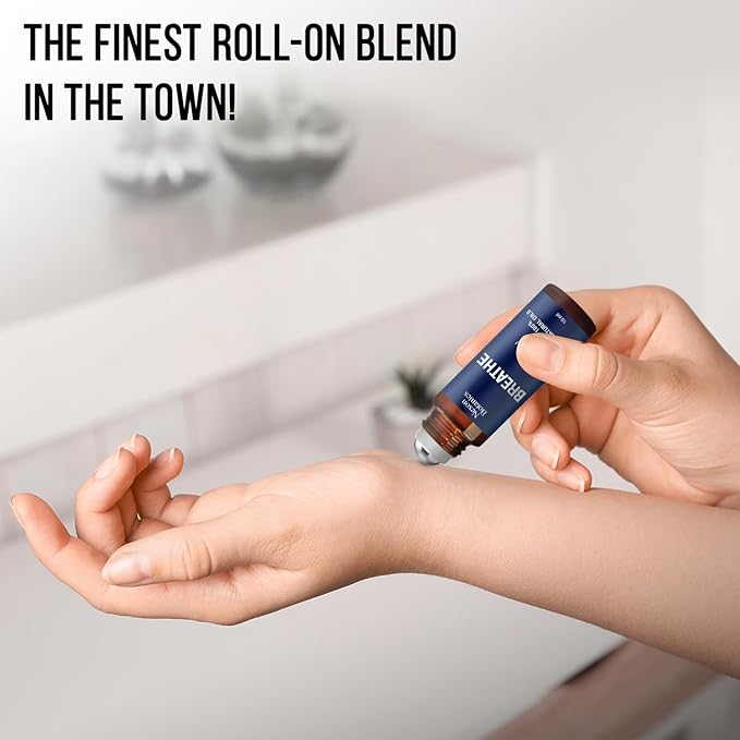 Breathe Essential Oil Roll-On Blend 10 ml - Pure Eucalyptus, Peppermint & Rosemary Oils Roller for Clear Breathing & Respiratory Support - Nexon Botanics-Ruum Studio Home