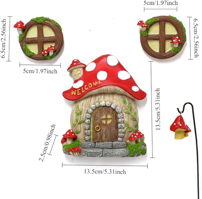 Garden Fairy Decor for Outside Wall Tree Decoration Fairy Door and Window Accessories, Butterfly Mushroom Leaves Fairy House Kit, Fairy Garden Decor, Fairy Garden Decor, Fairy Garden Decorations-Ruum Studio Home