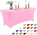 IVAPUPU 6FT Table Cloth for Rectangular Fitted Events Stretch Pink Table Covers Washable Cover Spandex Tablecloth Protector for Party, Wedding, Cocktail, Banquet, Festival-Ruum Studio Home