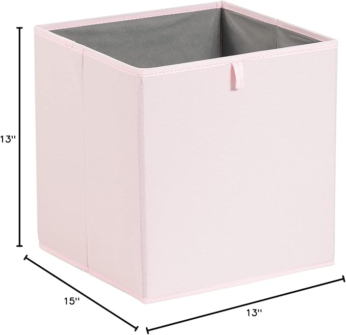 Amazon Basics Cube Organizer Bins, Collapsible Storage Baskets for Shelves, Peony Pink, Pack of 6, 13x15x13"-Ruum Studio Home