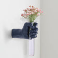 Blue Wall Sculpture,Wall Art Bedoroom,Hand Vase,Funky Flower Vase Decorations,Unique Wall Statue,Home Decor Art-Ruum Studio Home