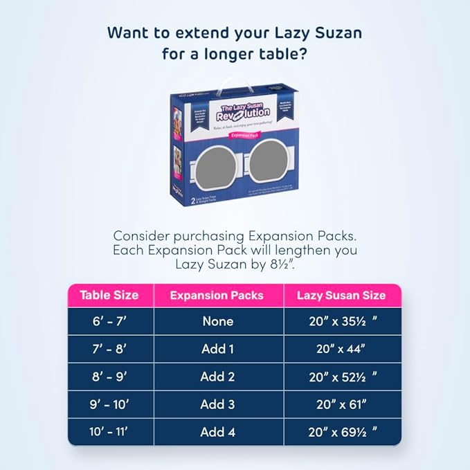 Full Set - Light Gray - The First Patented Lazy Susan Turntable Expandable for Rectangular & Oblong Tables - Kitchen & Dining Tables - Great Gift! Parties & Gatherings.-Ruum Studio Home
