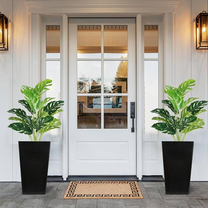 Melorca&Guilla Artificial Plants 2PCS 30“Large Fake Monstera Plants,Faux Tropical Palm Plant,Tall Artificial Tree Greenery Shrubs Bushes for Garden Porch Window Box Shop Office Home Décor-Ruum Studio Home