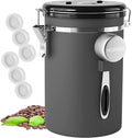 HAIOOU Airtight Coffee Canister, 22OZ Large Stainless Steel Coffee Bean Storage Container with Date Tracker, Measuring Scoop, CO2 Releasing Valves and Mini Tongs for Beans, Grounds and more - Gray-Ruum Studio Home