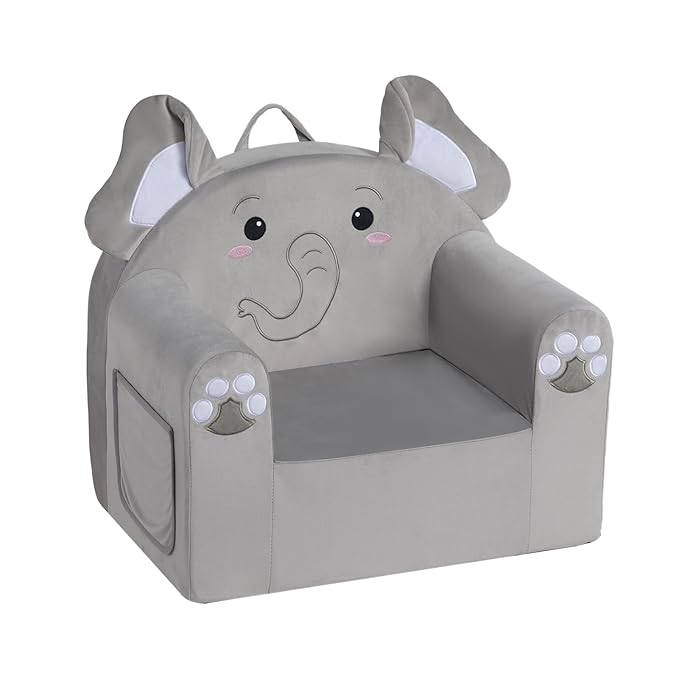 ALIMORDEN Animal Series Kid's Chair, Ultra-Soft Comfy Foam Filled Toddler Sofa Chair, Cute Animal-Shaped Design Toddler Couch, Lightweight Birthday for Baby Boys & Girls (Elephant)-Ruum Studio Home