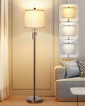 Modern Floor Lamp Adjustable Height Standing Lamp Tall Lamp with 3 Color Temperatures Floor Lamps for Living Room Bedroom Office Beige Shade Bulb Included-Brown-Ruum Studio Home