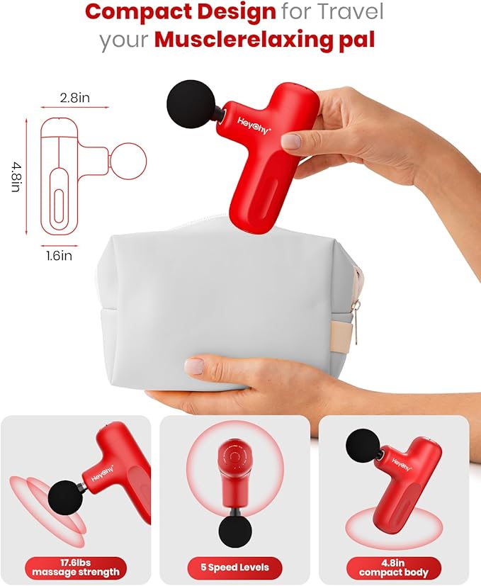 Super Mini Massage Gun, Deep Tissue Massager, Compact Travel Massage Gun, Full Body Recovery and Relief for Outdoors, USB Charging,5 Speeds, 2025 Gifts for Man&Women-Ruum Studio Home