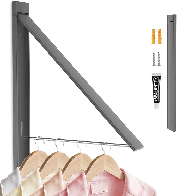 Retractable Clothes Drying Rack,Space Saver Wall Mounted Folding Hanger for Laundry Room, Closet Storage Organization, Easy Installation Aluminium Never Rust Dryer 1pcs-Ruum Studio Home