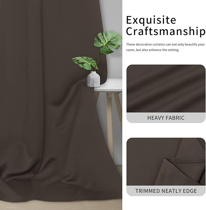 Easy-Going Blackout Curtains for Bedroom, Solid Thermal Insulated Grommet and Noise Reduction Window Drapes, Room Darkening Curtains for Living Room, 2 Panels(46x84 in, Taupe)-Ruum Studio Home