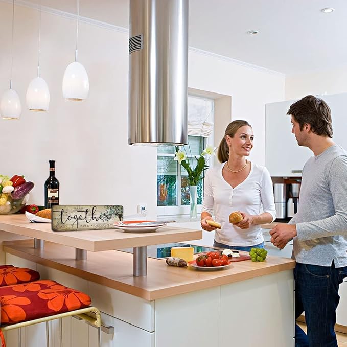 Family Art Decor Inspirational Quotes Wall Hanging Sign - Together is Our Favorite Place to Be - Motivational Home Art Decor Wood Plaque Sign 16"x5"-Ruum Studio Home