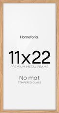 Homeforia 11x22 Newspaper Frame Wooden, High End Natural Oak 11 x 22 Picture Frame Light Wood without Mat, 22x11 Poster Frames for Wall, 11by22 Display Photo Frames, Tempered Glass, Wall Kit, Set of 1-Ruum Studio Home