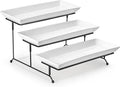 MALACASA 3 Tier Serving Tray, Porcelain Tiered Cupcake Stand, Ceramic Elevated Serving Platter with Collapsible Sturdier Rack,Series PLAT (White, 14 Inch)-Ruum Studio Home