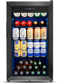 Tylza 130 Can Beverage Refrigerator Cooler, 3.22 Cu.Ft Beverage Cooler with Low-E Glass Door, Safety Lock, Beverage Fridge for Soda, Beer, Wine, Mini Fridge for Home, Office, Bar, Bedroom, Black-Ruum Studio Home